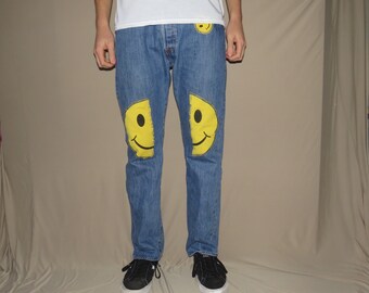Smiley Face Jeans - Etsy