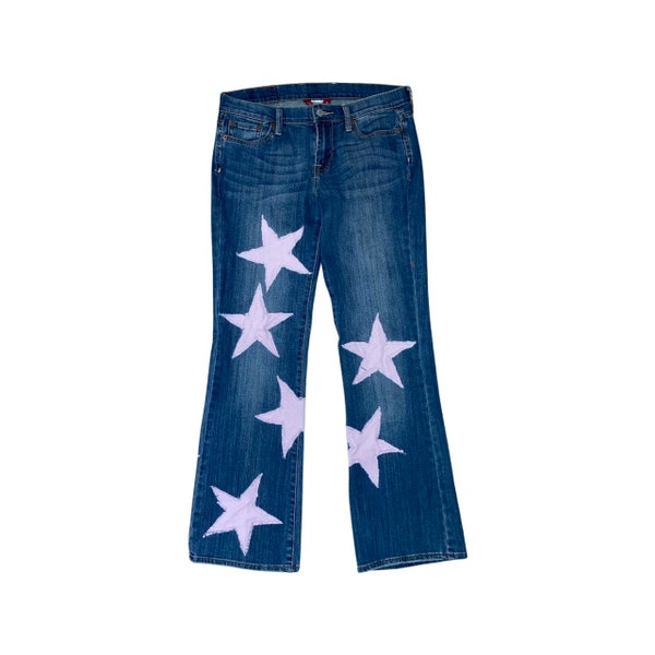 Pink Patchwork Jeans Etsy