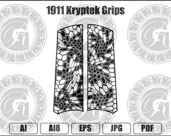 1911 Kryptek Grip Design Ai Vector Artwork, AI8, EPS