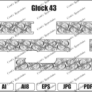 Glock 43 scrollwork for slide, fiber laser file, digital download, AI8, SVG, EPS,