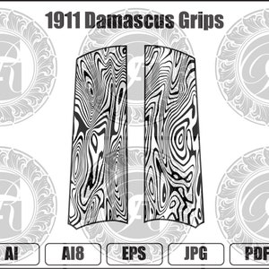 1911 Damascus Grip Design Ai Vector Artwork, AI8, EPS