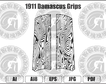 1911 Damascus Grip Design Ai Vector Artwork, AI8, EPS