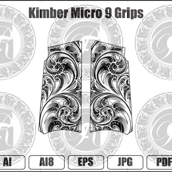 Kimber Micro 9 Scroll Grip Design Ai Vector Artwork, AI8, EPS