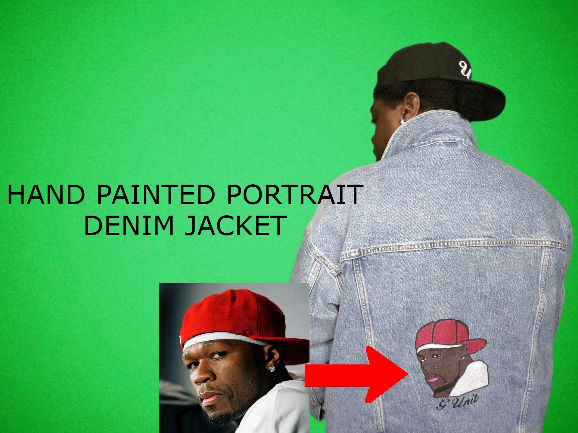 Custom Hand Painted Portrait Denim Jacket - Etsy