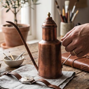 Dispensador de aceite de oliva de cobre / Aceitera de cobre antigua hecha a mano / Cobre turco tradicional / Olla de aceite / Regalo de cocina