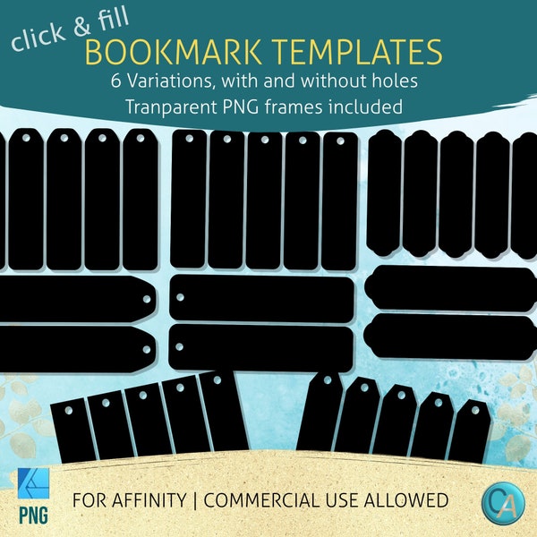 Editable Bookmark Templates for Affinity, Click & Fill
