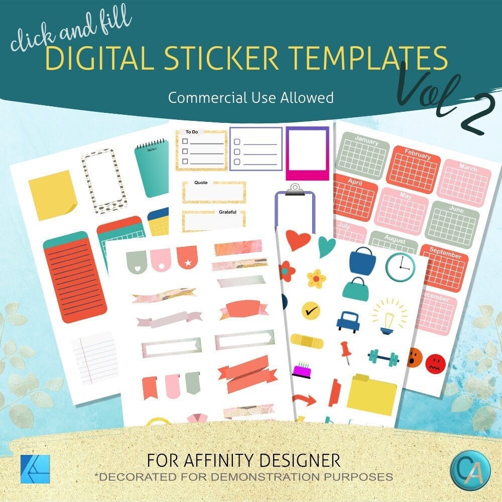 Digital Sticker Templates Vol. 2 Affinity Designer Click - Etsy