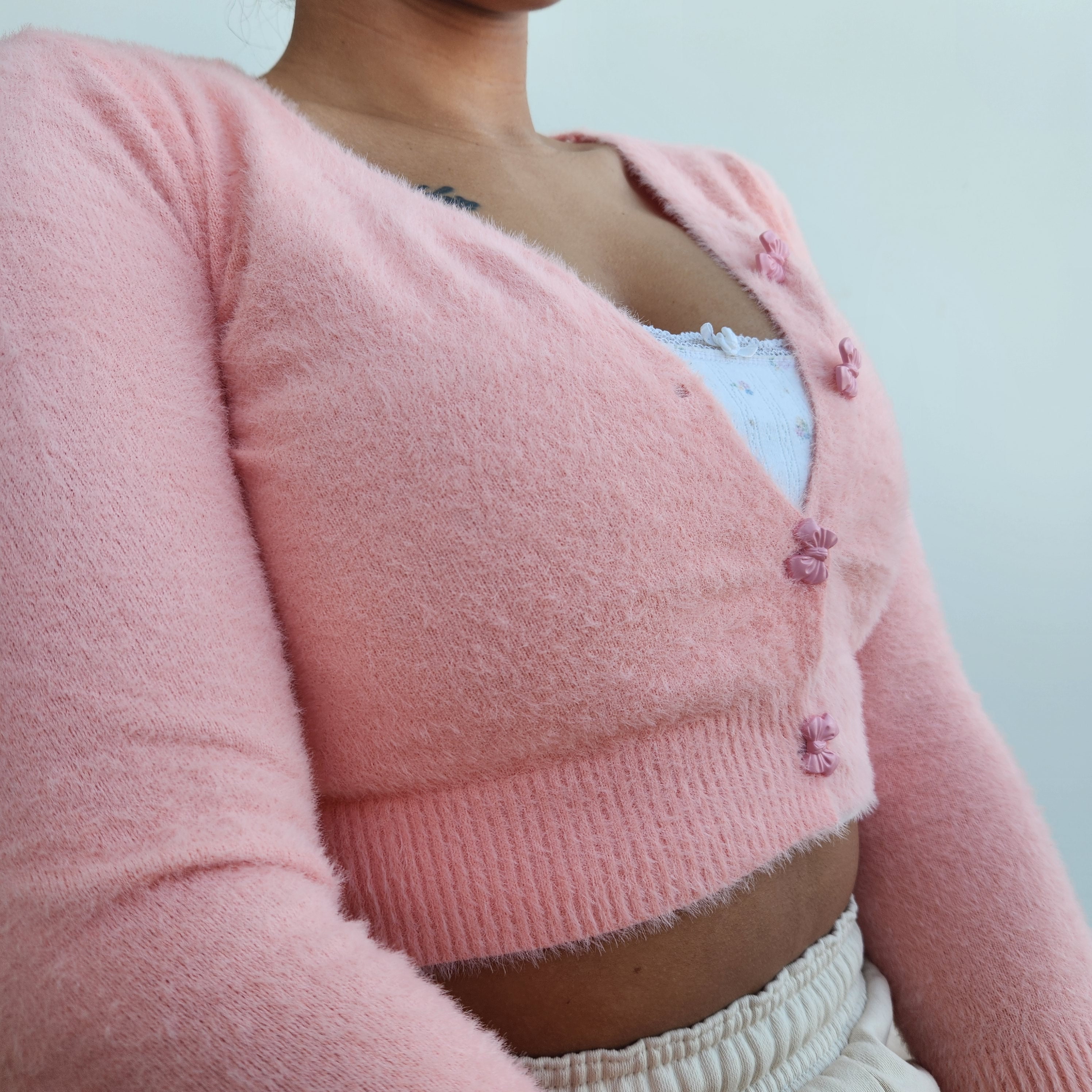 Vintage soft pink hearts button down cardigan 🎀