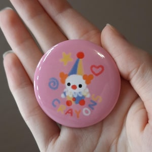 Clowncore Crayons the Clown Button Pin