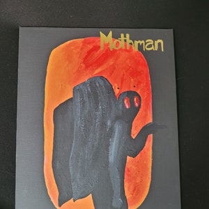 Mothman Painting acrylic on canvas artboard