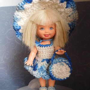 Crochet &quot;FUN In The SUN&quot; 5 PC. Outfit - fits 4.5 inch Lil&#39; Sister Doll & Friends