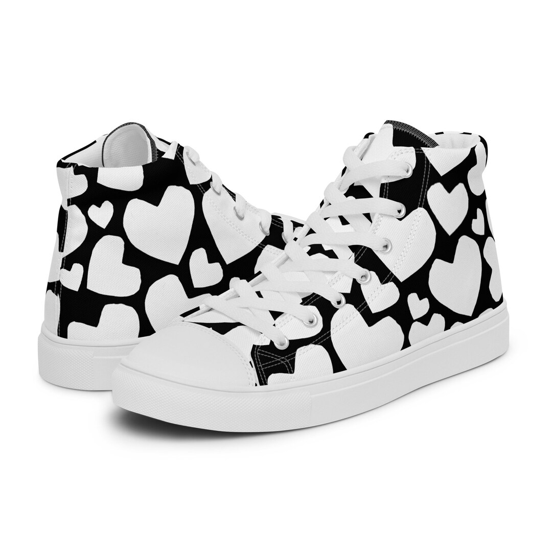 Printed Canvas Shoes High Tops Uniquely Yours Black & White Etsy