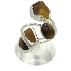 Raw Tiger Eye Multi Stone Silver Plated Ring/Natural Gemstone and Handmade Adjustable Ring/Silver Ring/Natural Stone Jewelry/Ring for Women