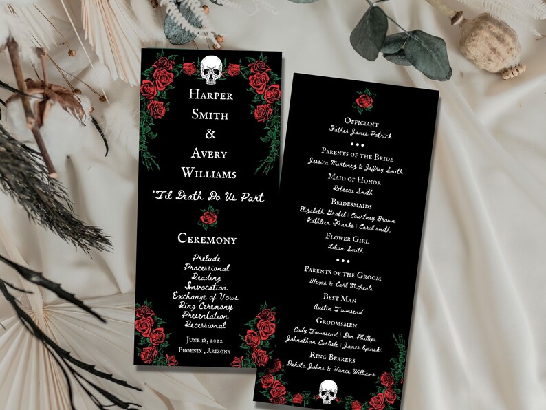 Program Template | Dark, Moody Wedding Program for Your Halloween ...