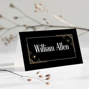 Foldable Place Card Template, wedding place card, reception place card, table place card, Vintage wedding, Art Deco wedding, Agatha