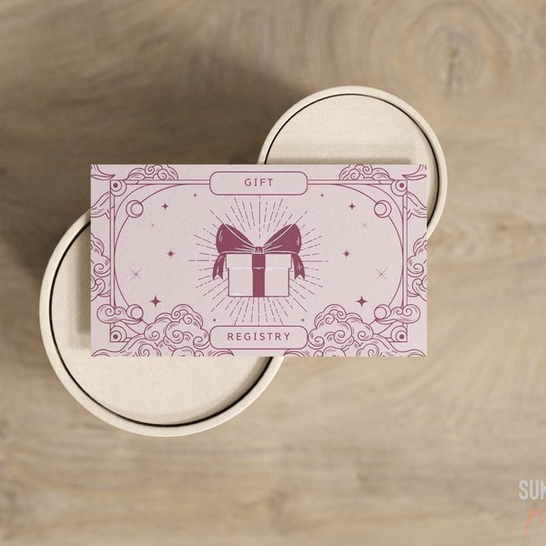 Gift Registry Card Template | Tarot Registry Card, Registry Card Enclosure, Registry Insert, Baby Shower Registry, Celestial, Pink Tarot