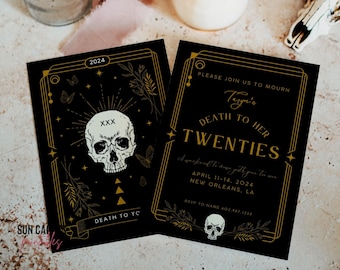 Death To Twenties Party Invitation Template | Tarot Inspired Birthday,  RIP to 20s, Death To Youth, 30th Birthday, Celestial, Gothic