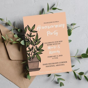 Housewarming Party Invitation Template | Houseplant Housewarming Invite, Welcome To Our New Home, Editable, Instant Download