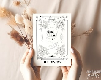 La plantilla de invitación de boda del Tarot de los Amantes / Invitación de boda celestial, gótica y bruja, Halloween, Suite de invitación