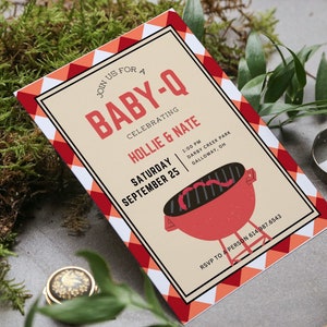 Baby-Q Shower Invitation Template | Baby Shower BBQ Invitation, Baby Shower Invitation, Co-ed Baby Shower, Couples Baby Shower