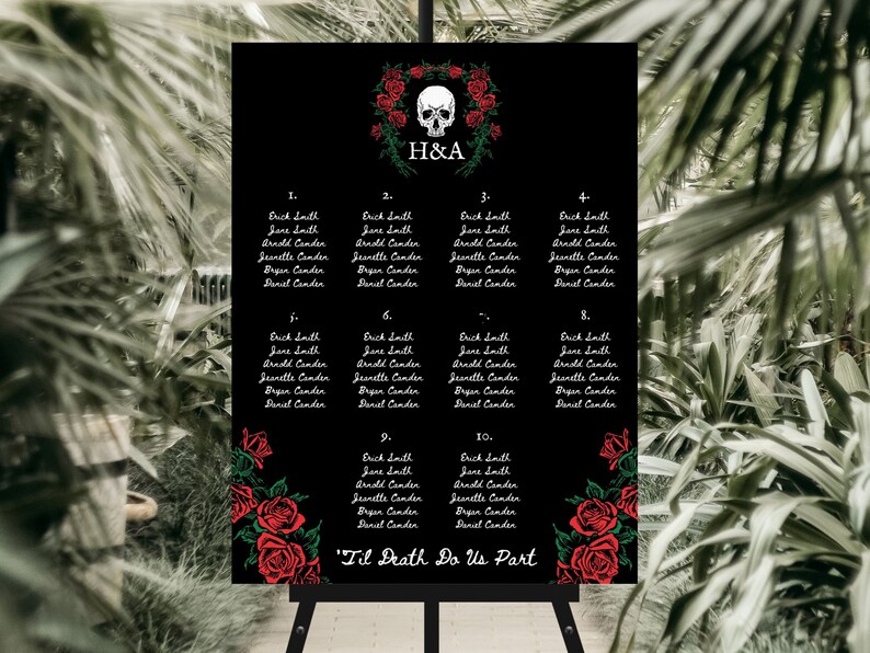 Seating Chart Template Til Death Do Us Part Wedding Seating Etsy