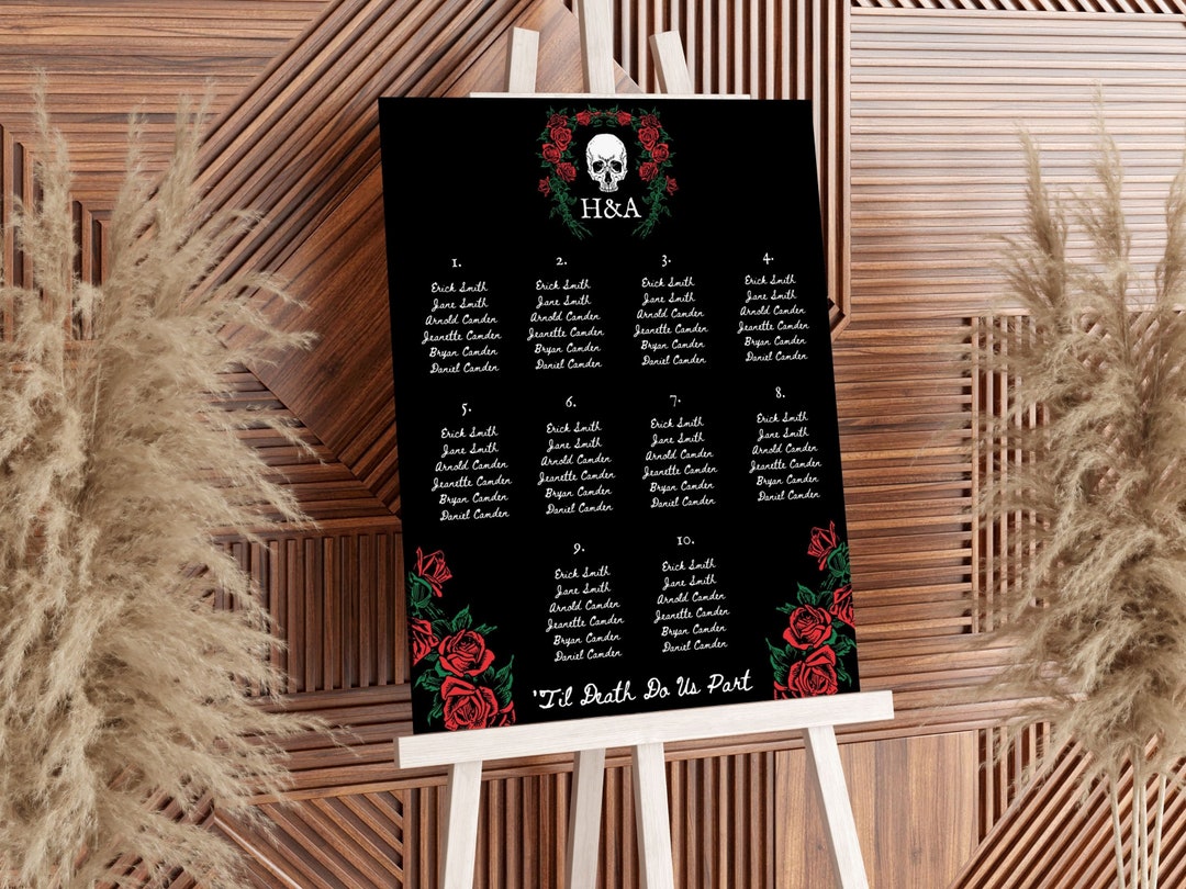 Seating Chart Template Til Death Do Us Part Wedding Seating Etsy