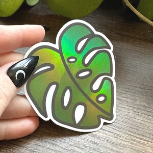Monstera Holographic Sticker | Monstera Sticker, Plant Sticker, Plant Lover Sticker, Holographic Sticker, Vinyl Sticker