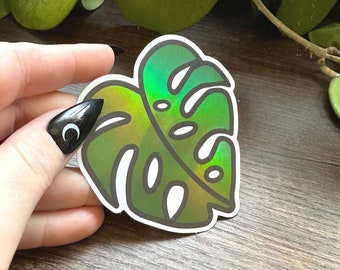 Monstera Holographic Sticker | Monstera Sticker, Plant Sticker, Plant Lover Sticker, Holographic Sticker, Vinyl Sticker