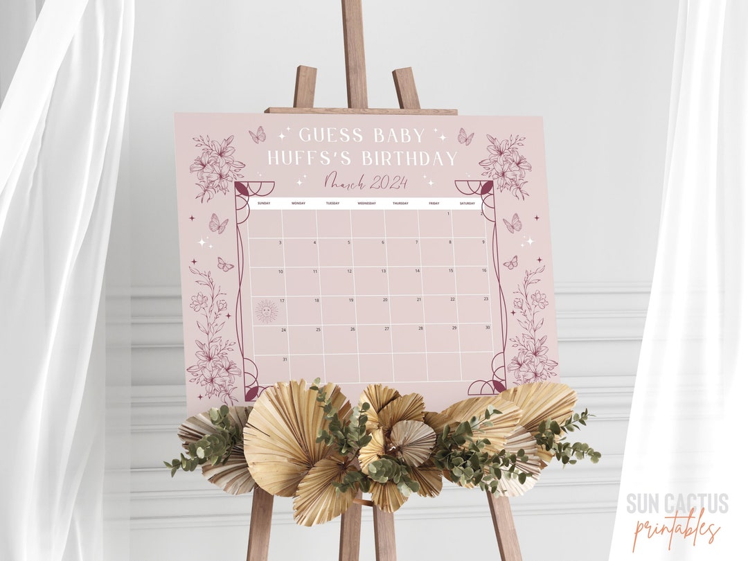Editable Due Date Calendar Template | Baby Shower Calendar, Baby's ...