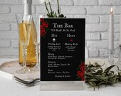 Bar Menu Template | Halloween Wedding Bar Menu Sign Template, Drink Sign, Reception Sign, Gothic Wedding Drink Menu, Skeleton
