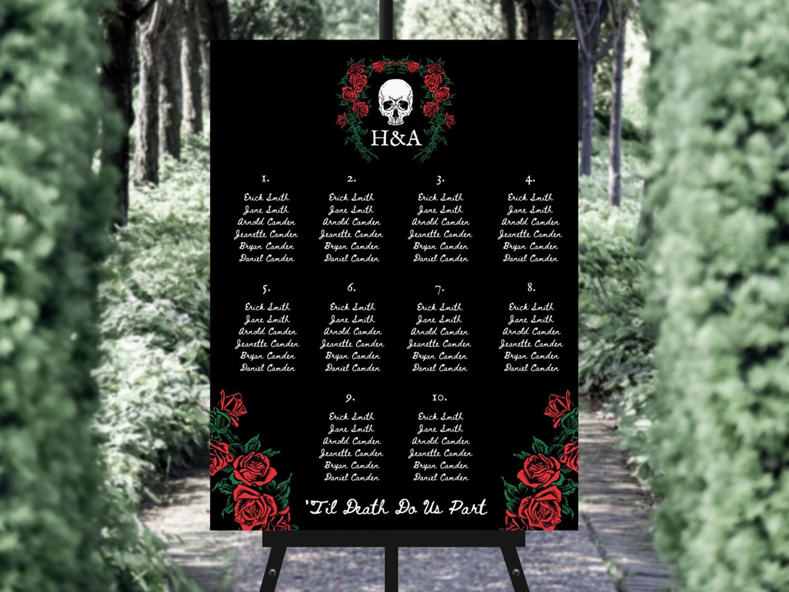 Seating Chart Template Til Death Do Us Part Wedding Seating Etsy