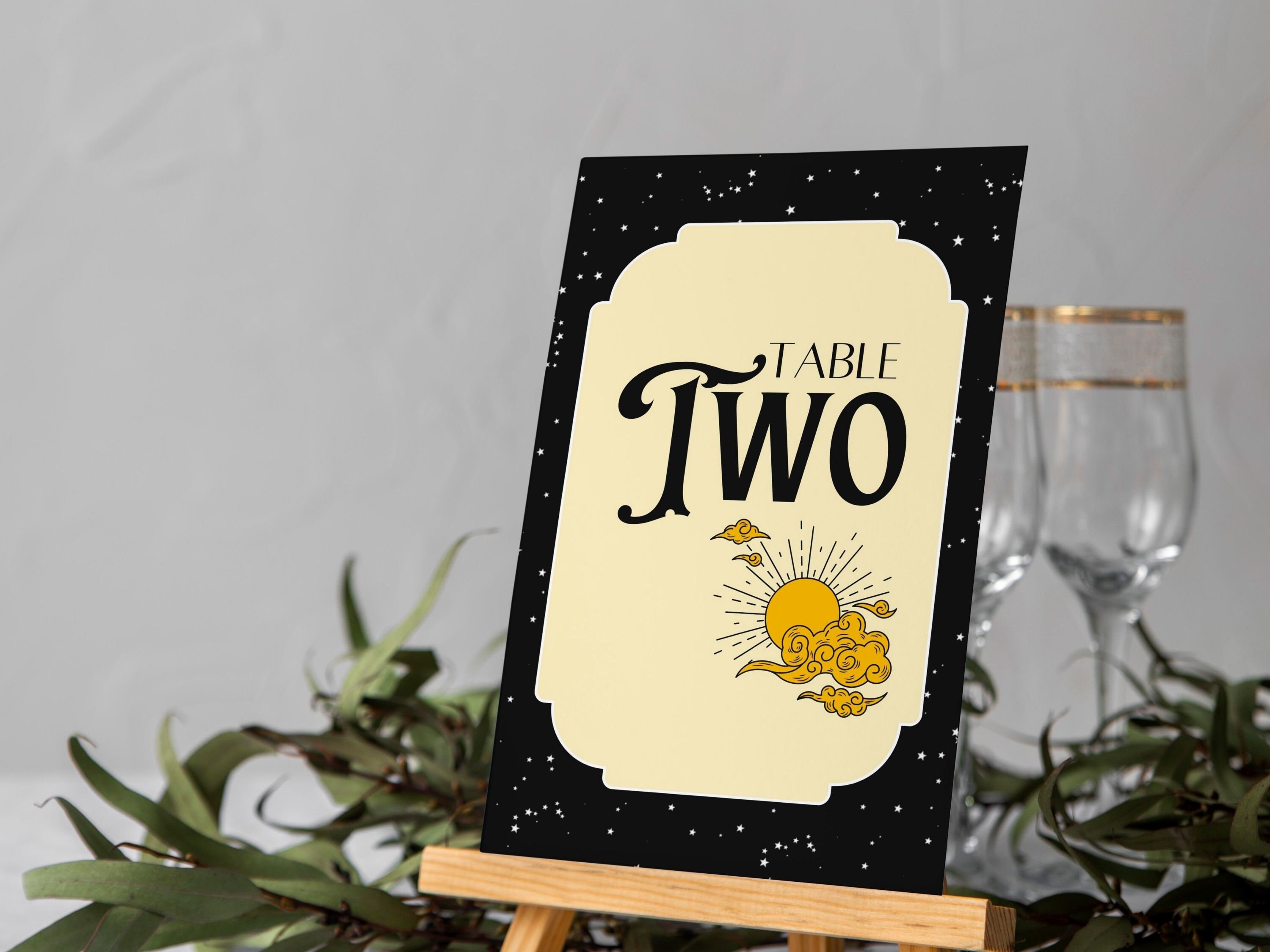 Large Star Table Numbers Celestial Table Numbers | Sun, Moon & Stars Wedding Table Numbers for ...