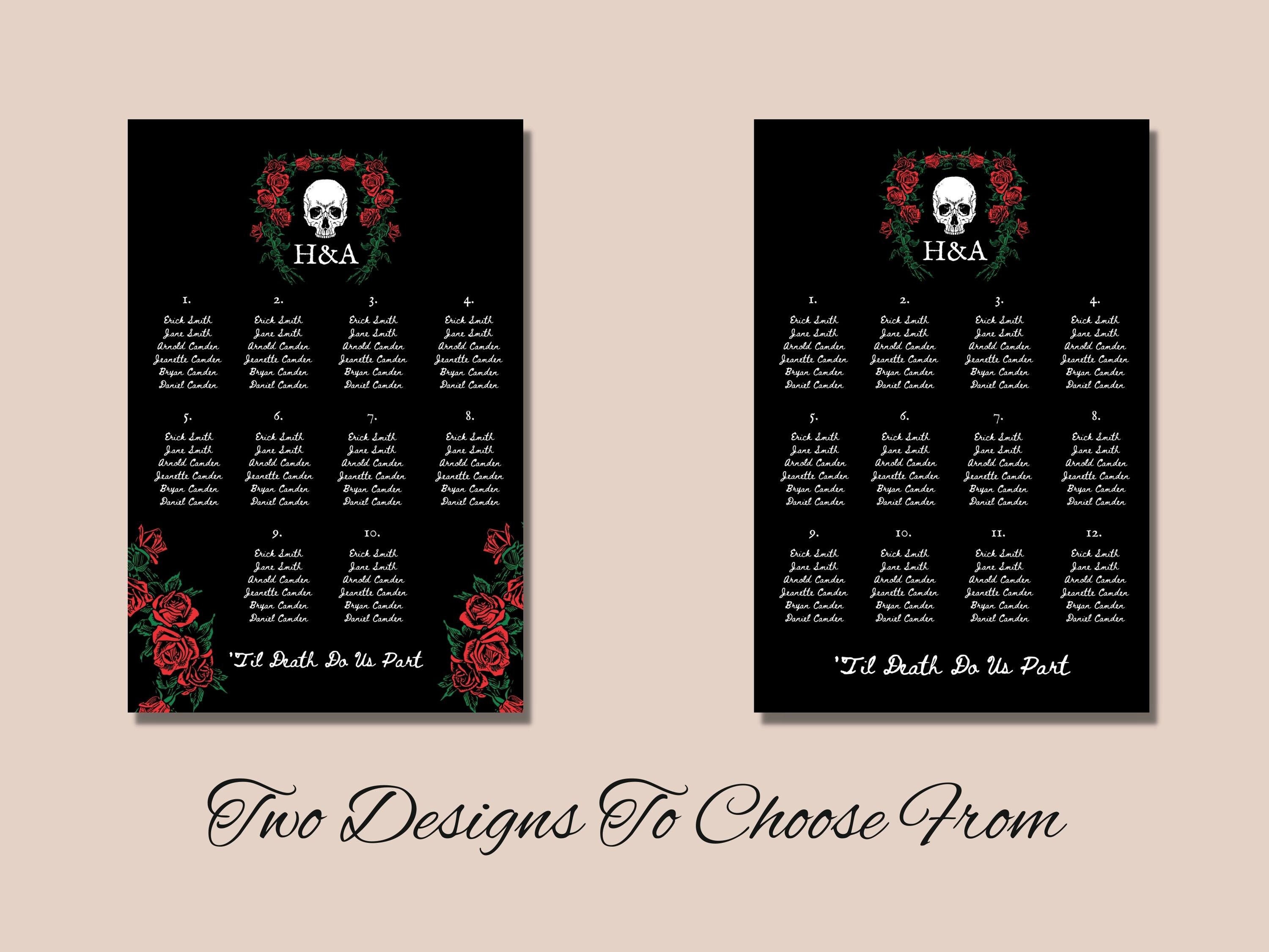 Seating Chart Template Til Death Do Us Part Wedding Seating Etsy