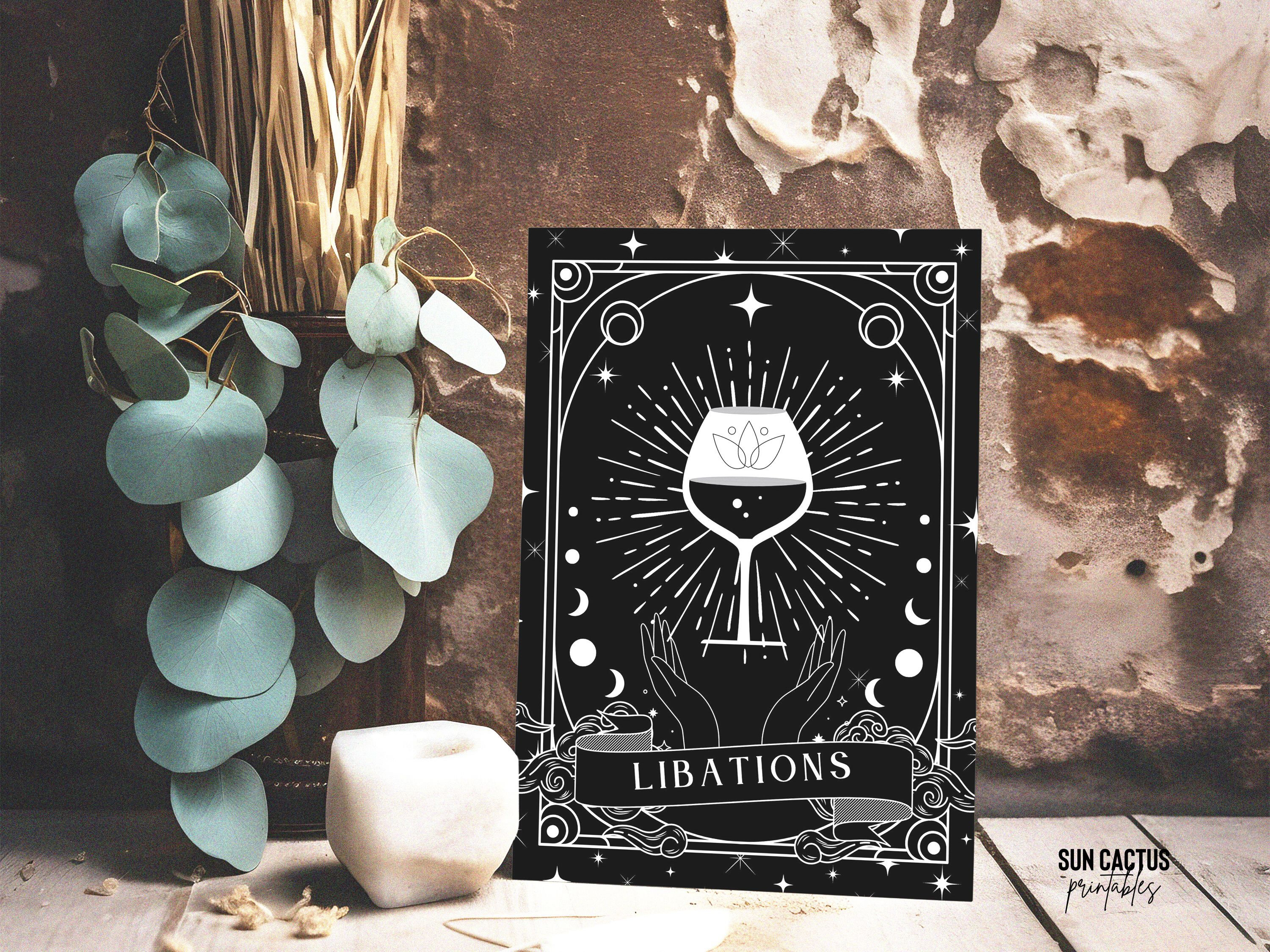 Libation Ritual Vector Libations Sign Template | Wedding Drink Sign, Bar Menu, Tarot Wedding ...