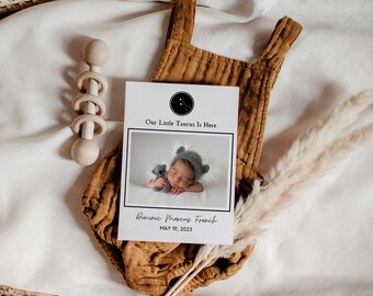 Plantilla de anuncio de nacimiento del zodíaco / Nace un pequeño Tauro, Anuncio de nacimiento de astrología, Tarjeta de nacimiento de recién nacido con fotografía, Estadísticas de nacimiento, Bebé