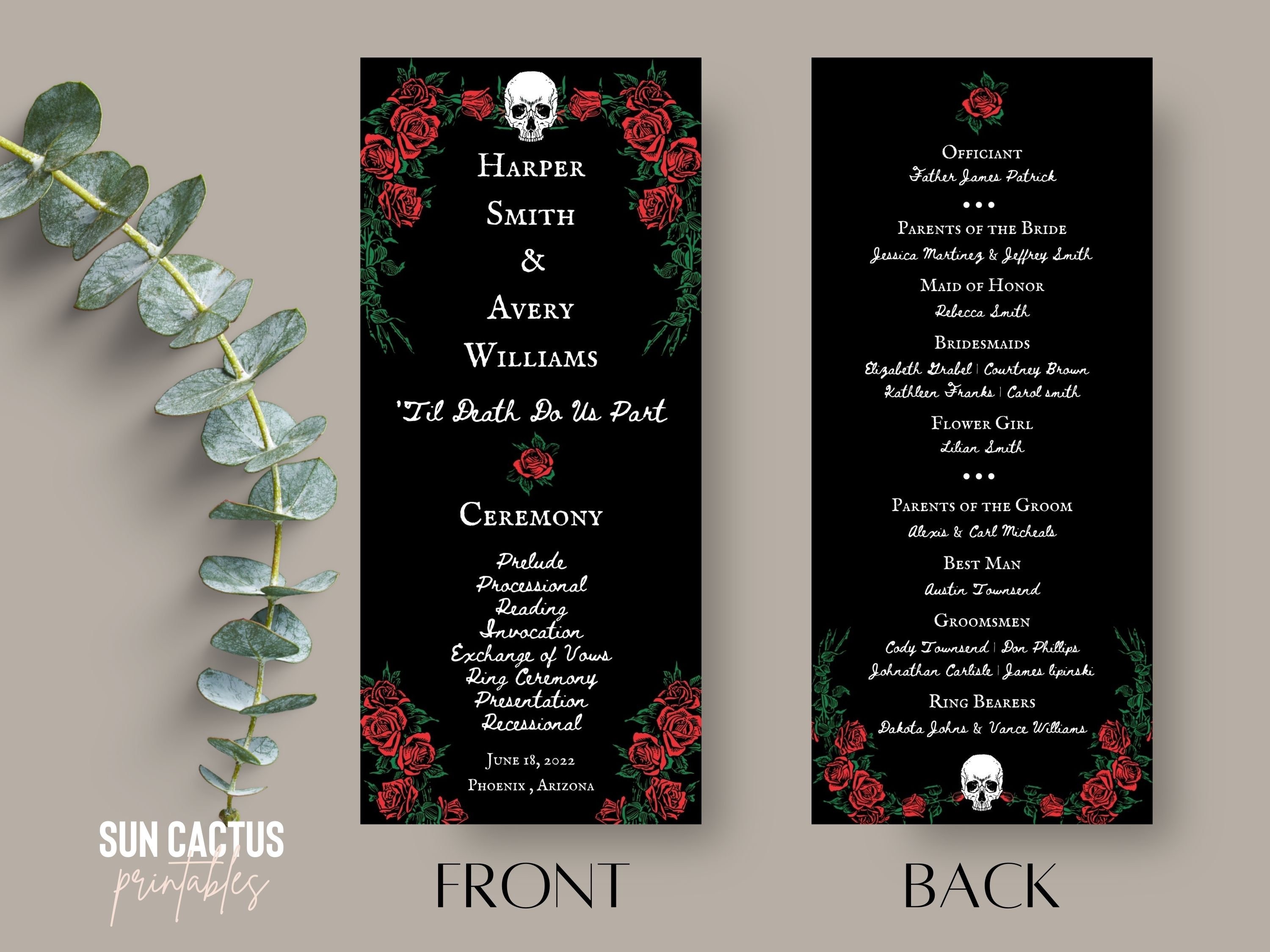 Program Template | Dark, Moody Wedding Program for Your Halloween ...