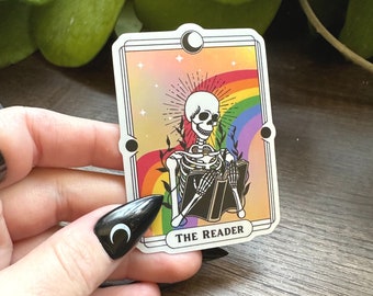 The Reader Book Sticker, Holographic Tarot Book Sticker | Kindle Sticker, Laptop Sticker, Bookish Sticker, Book Club, Book Lover