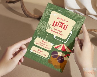 Vintage Luau Invitation Template | Luau Birthday, Luau Engagement, Luau Party, Pool Party, Summer Party, Luau Party, Tropical Invite, 1