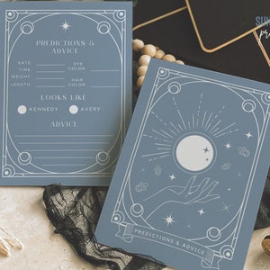 Modèle de jeu de baby shower de pronostics et de conseils, baby shower de tarot, baby shower céleste, baby shower d'Halloween, conseils pour bébé, tarot 1