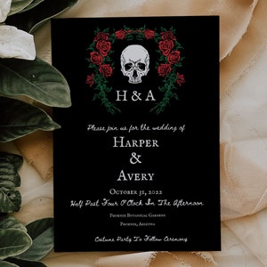 Til Death Do You Part Wedding Invitation Suite Template | Skeleton Wedding Invitation, Gothic Wedding, Halloween Wedding
