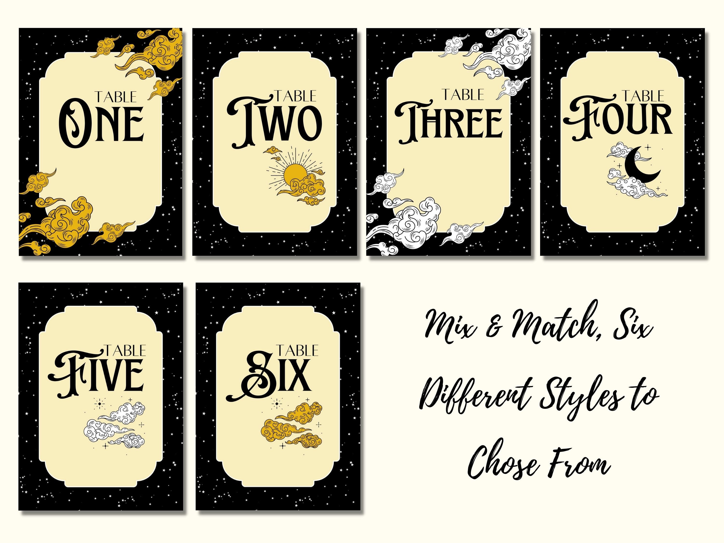 Large Star Table Numbers Celestial Table Numbers | Sun, Moon & Stars Wedding Table Numbers for ...