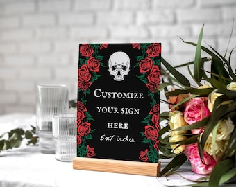 Editable Sign Template | Halloween Wedding Sign Template to Customize for you Wedding Reception or Party, Gothic, Skeleton