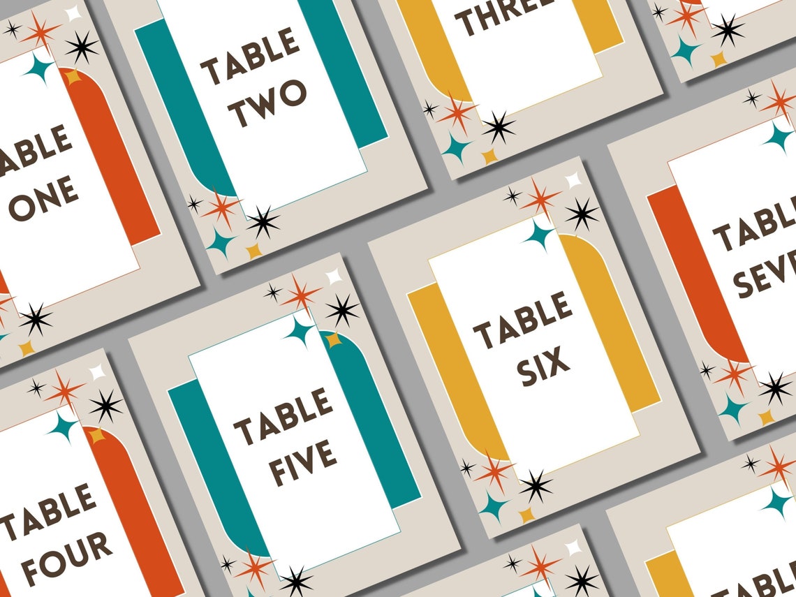 Retro Table Numbers Template Printable Table Numbers for Your Wedding