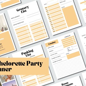 Bachelorette Party Planner Template | Plan the Perfect Bachelorette Party or Weekend, Invitation, Timeline, Budget, Games & More! Yellow