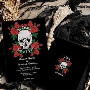 Til Death Wedding Invitation Suite Template | Halloween Wedding, Gothic Wedding, Skull Wedding Invite, Til Death Do Us Part, Unique Wedding