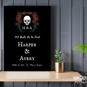 Wedding Welcome Sign Template | Til Death Do Us Part, Gothic Wedding Sign, Skull Wedding Sign, Halloween Wedding Sign, Reception Sign
