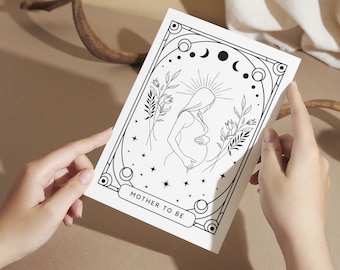 Mother To Be Tarot Card Baby Shower Invitation Template |  Celestial Baby Shower, Halloween, Witchy, Gothic, Printable and Customizable, 2