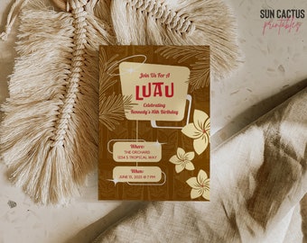 Vintage Luau Invitation Template | Luau Birthday, Luau Engagement, Luau Party, Pool Party, Summer Party, Luau Party, Tropical Invite, 2