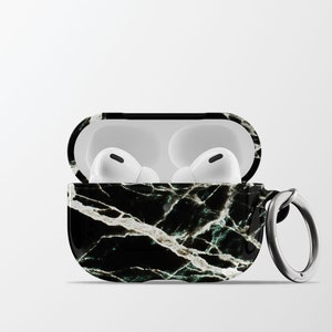 Marble Air Pods Case | Custom Black Marble Pattern Protective Apple AirPods Pro 2 Case | Marbled AirPods Case | AC017