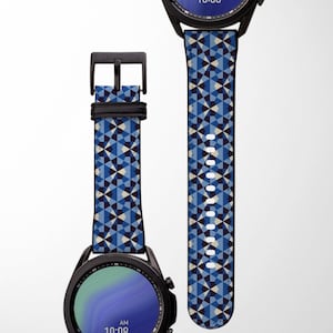 Blue Geometric Samsung Watch Band | Samsung Galaxy Band | Galaxy Watch 3 4 Band | Galaxy Watch 40mm 41mm 42mm 44mm 45mm 46mm